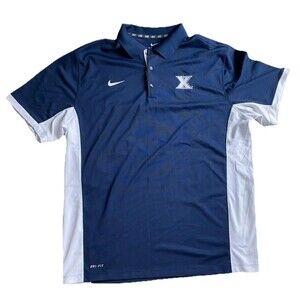 Nike Xavier Musketeers Short Sleeve Blue White Polo Shirt Size Men's XL NWOT
